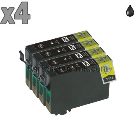 4 cartouches compatibles Epson T1291 noir