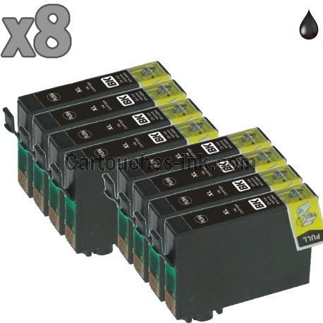 8 cartouches compatibles Epson T1291 noir