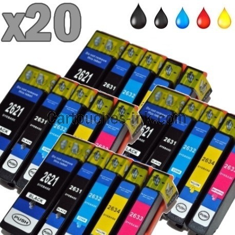 20 cartouches compatibles Epson T2621 à T2634, lot T2636 ou 26XL