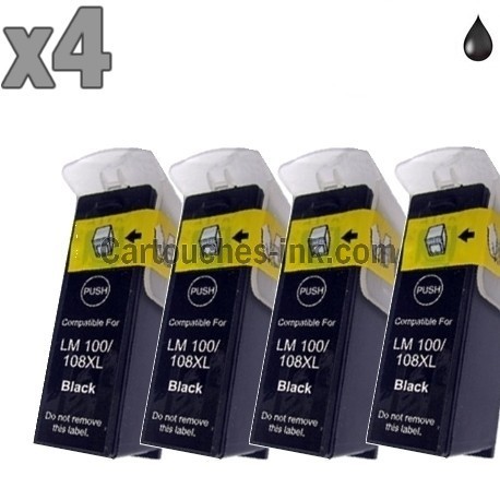 4 cartouches noir compatibles Lexmark 100XL / 105XL / 108XL