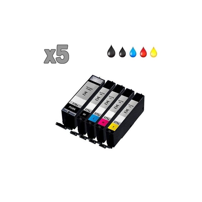COMETE - 570XL- 5 Cartouches Compatibles 570XL 571XL pour imprimantes Canon  PIXMA - Marque française - Cartouche imprimante - LDLC