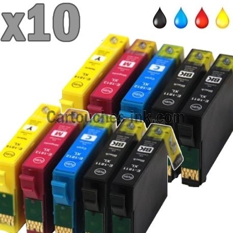 10 cartouches compatibles Epson T1801 à T1804, lot T1806 ou 18